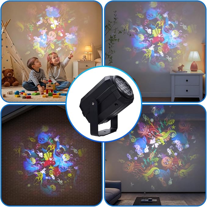 Underwater World Projector, 270° Adjustable Night Light Projects 16 Automatic Rotation Marine Animal Patterns, Bedroom Decor for Kids, Ideal Birthday Gift for Boys and Girls