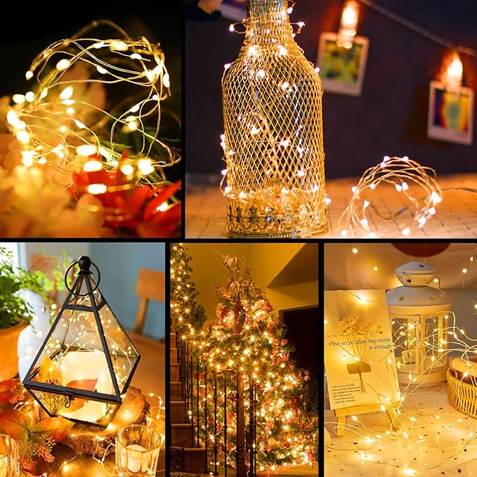ZGWJ Fairy Lights Battery Operated, 50 Pack Twinkle String Lights 20 LED 7FT 3 Lighting Modes for Bedroom Decor, Easter, Halloween, Christmas, Party Indoor and Outdoor Decoration Warm White