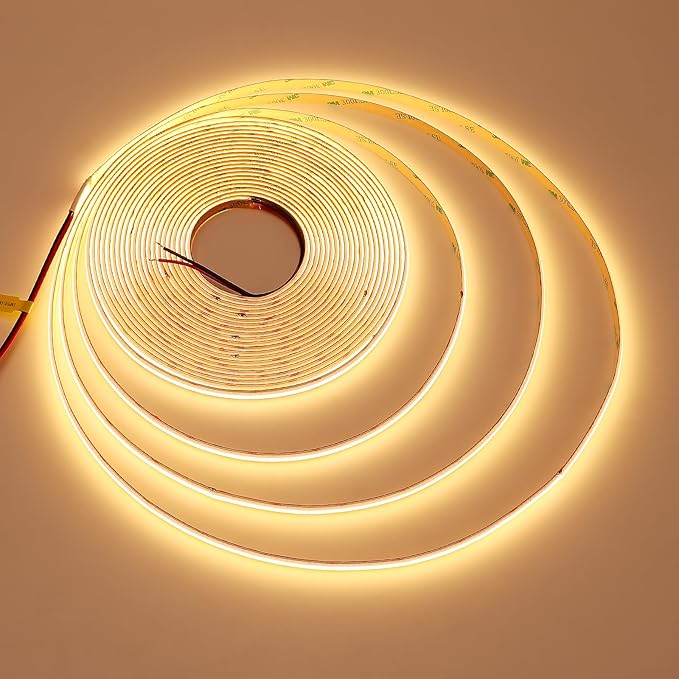 JOYLIT COB LED Strip 24V 32.8FT 2700K 7650LM Dimmable for Cabinets, Closet | CRI 90+, 120° Narrow Beam, 384 LEDs/m Warm White, Dot-less No Dark Spot, Cuttable , Easy Peel & Stick ( Strip Only )