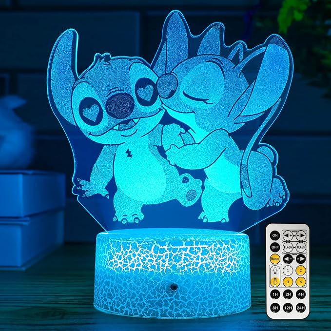 Gifts for Girls Cool Night Light with Touch & Remote Timer | 7 Colors Changing Dimmable Cool Room Decor Bedside Lamp, Cute Lamp for Boys Girls in Bedroom Living Room
