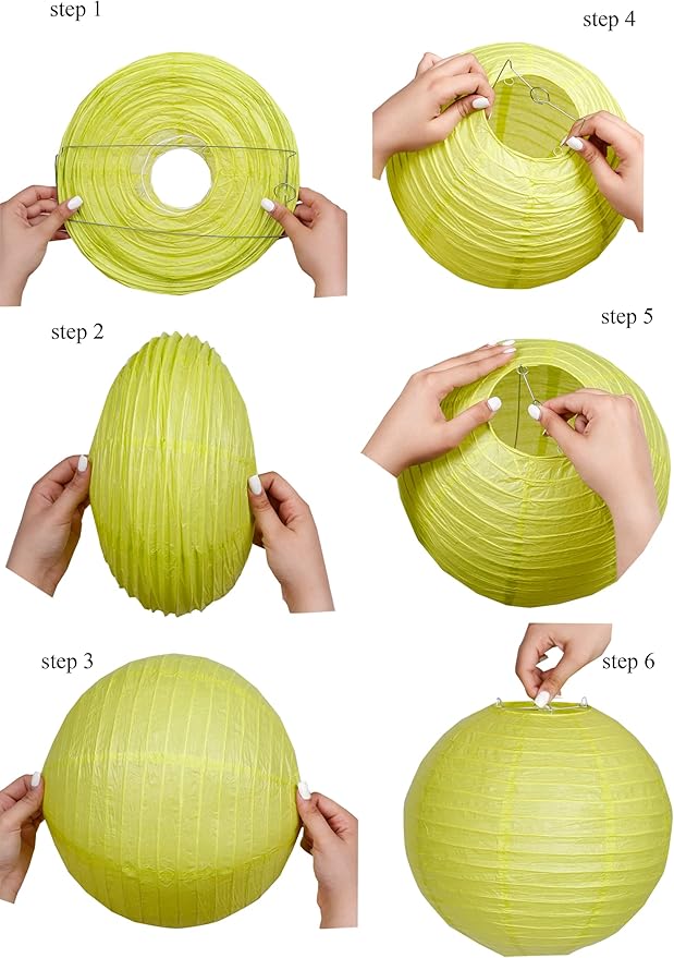 Matissa 10"(25CM) Pack of 6 Paper Lantern Wedding Party Decoration Craft Lamp Shade (Spring Green)
