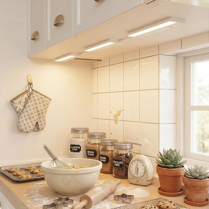 LAGOM Halo 12-Inch LED Under Cabinet Lights, 4-Pack, 3-CCT, White | 2700K/4000K/5000K, dimmable, hardwired/plug-in. Model: UC0112WH274L