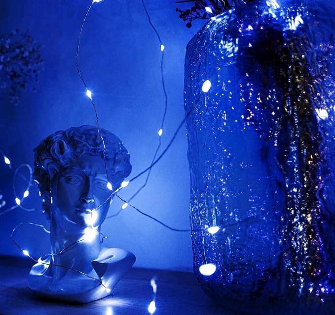 3 Pack Fairy Lights Battery Operated with Remote Xmas Twinkle Lights Blue | Each 80LED 26FT, 8 Modes & Timer, Waterproof Wire, Battery String Light for Christmas Party Wedding Outdoor Indoor Home Decor