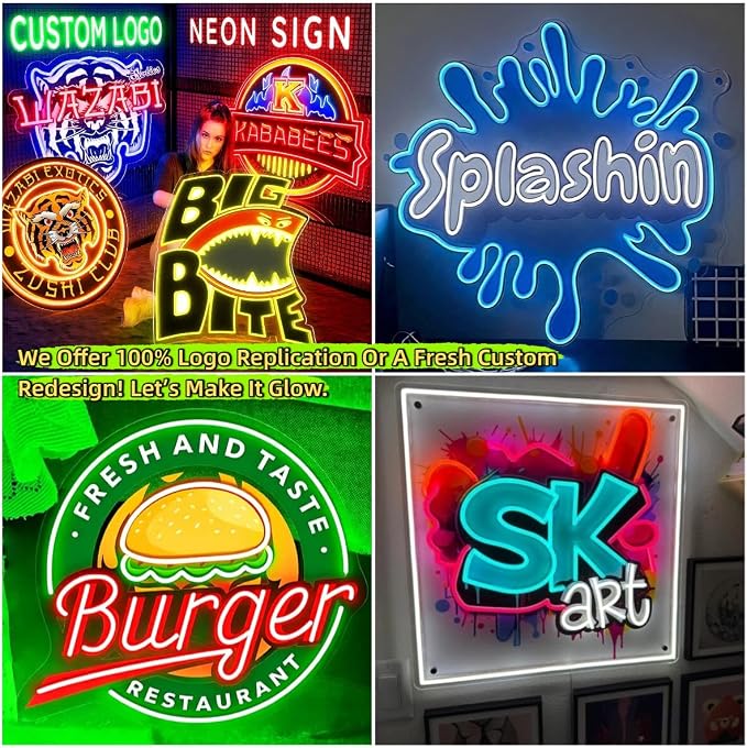 CIONAOR Custom Neon Signs, Personalized LED Business Logo Light Up Sign | Customizable Neon Name Signage for Beauty Salon, Nail Bar, Cafe & Coffee Shop, Commercial Office Wall Decor