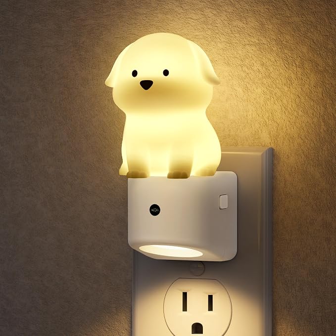 Night Light for Kids,3D Cute Puppy Kids Night Light with Sensor | Dusk to Dawn Sensor,RGB+Soft White 3000K,Plug in Night Light for Kids Room Decor,Birthday Gift Nightlight for Kids