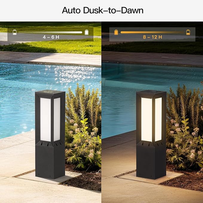 MVBT 24" Solar Pathway Lights Outdoor IP65 Waterproof Landscape Path Lights | Dusk to Dawn Solar Bollard Light, Modern Lamp Path Light, 3000K Commercial Pathway Lighting for Driveway Patio Walkway Lawn