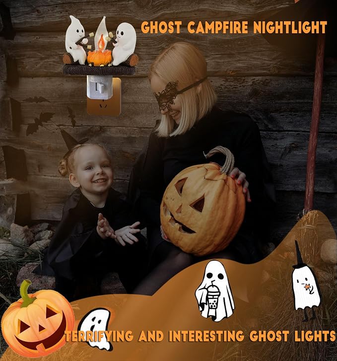 Ghost Campfire Nightlight, Ghost Flickering Night Light, Campfire Flame Halloween Nightlight