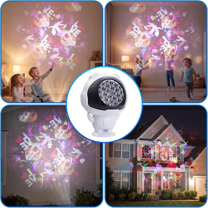 Love Heart Projector Light - Astronaut Night Light Projects Love and Angels, Bedroom Decor for Kids, Ideal Birthday Gift for Boys and Girls