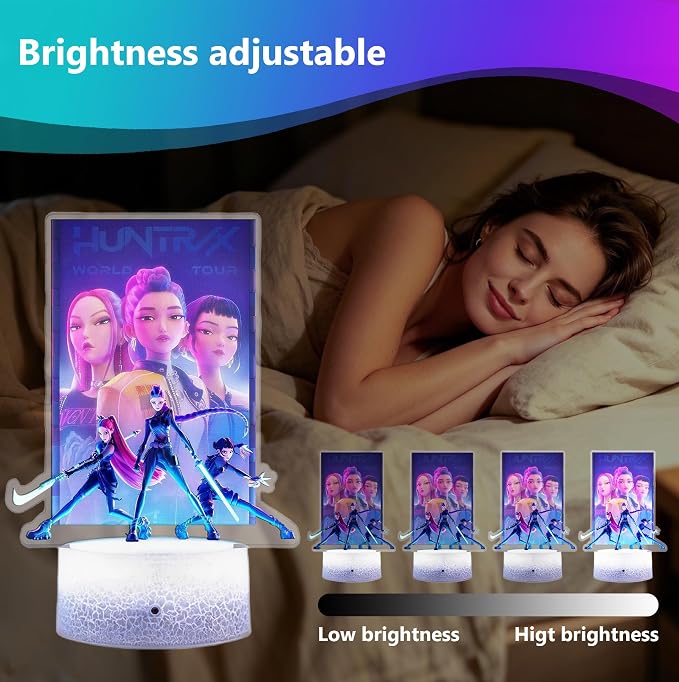 Cartoon Night Light, Korea Pop 3D Illusion Lamp with 16 Colors Changing, Timer Function, 4 Flash Modes and Dimmable, Room Decoration, Holiday Xmas Gifts