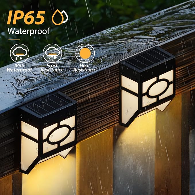 Otdair Solar Deck Lights Outdoor, 2 Modes Decorative Solar Fence Lights with RGB 7 Colors & Warm White, IP65 Waterproof Garden Decor for Yard, Patio, Front Door, Post, Landscape 8 Pack