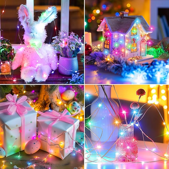Minetom 6 Pack 7ft Battery Operated Fairy Lights for Christmas Decor | 20 LED Bulbs, Pastel Glow, Waterproof, Flexible Silver Wire, Lovely for DIY Crafts Wedding Table Centerpieces Decoration