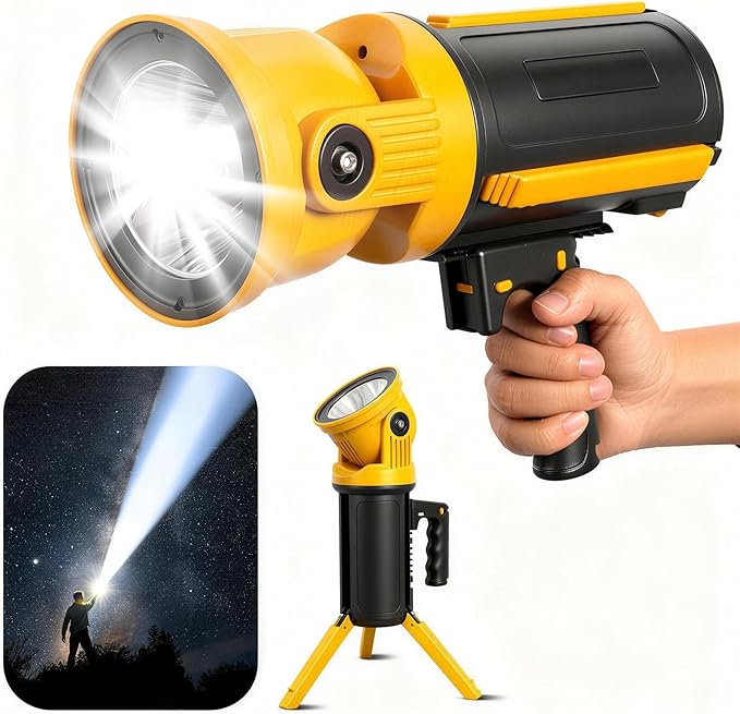 LETOUR Rechargeable Led Spotlight Flashlight with 90° Rotate Head Super Bright Spot Lights Outdoor Handheld, IPX6 Waterproof Flashlight for Emergencies