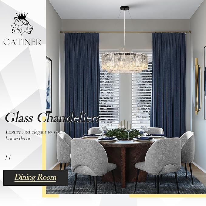 Modern Crystal Glass Round Chandelier 24”Black Chandeliers 10-Light Drum Pendant Ceiling Light Fixtures Luxury 2 Tiers Hanging Lighting for Dining Room Foyer Living Room Bedroom
