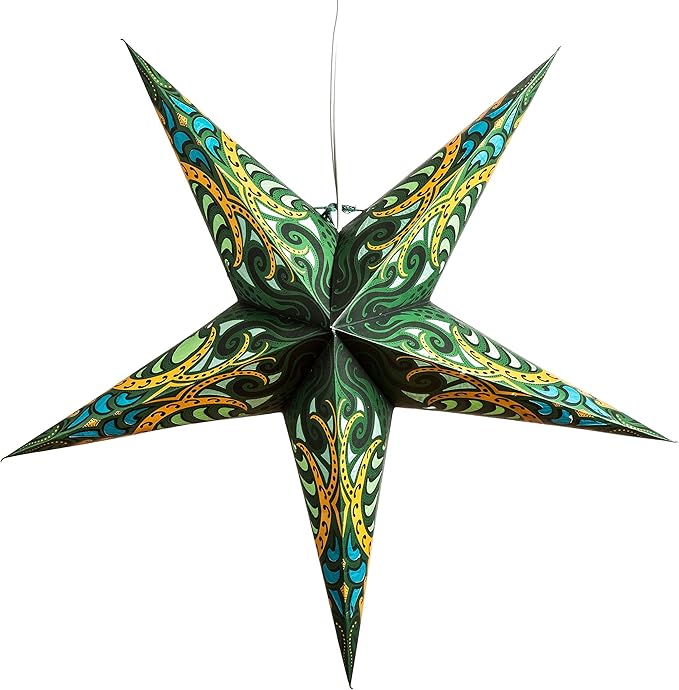 Green Obsession Paper Star Lantern with 12 Foot Power Cord Included