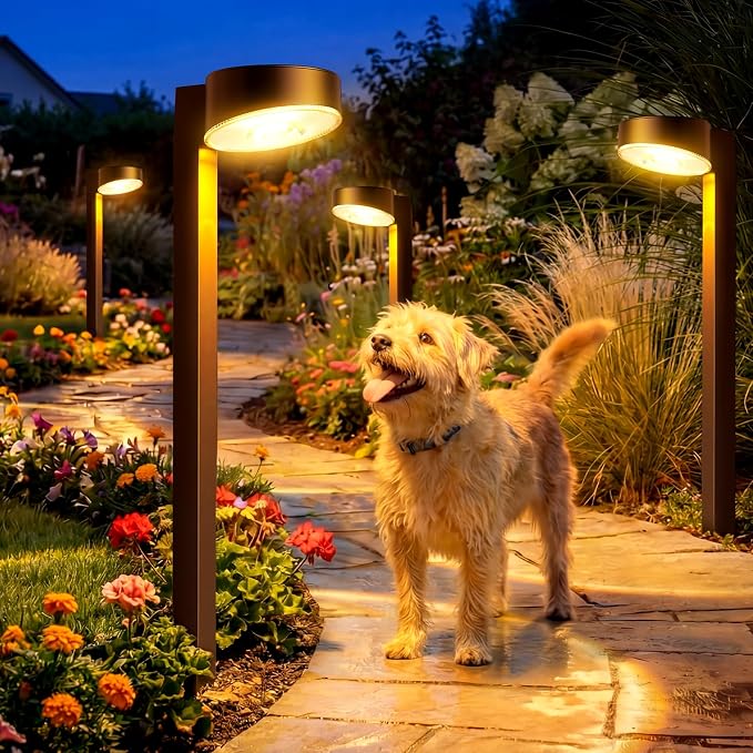 VOLISUN Solar Pathway Lights Outdoor, 12 Pack Solar Powered Garden Lights Waterproof, Decor Landscape Lighting for Yard, Lawn, Walkway, Driveway, Brown