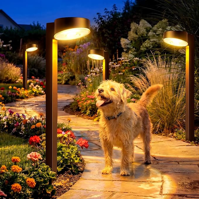 VOLISUN Solar Pathway Lights, 8 Pack LED Solar Lights Outdoor Waterproof, Garden Lighting for Yard Path Landscape Lawn Walkway Driveway, Brown