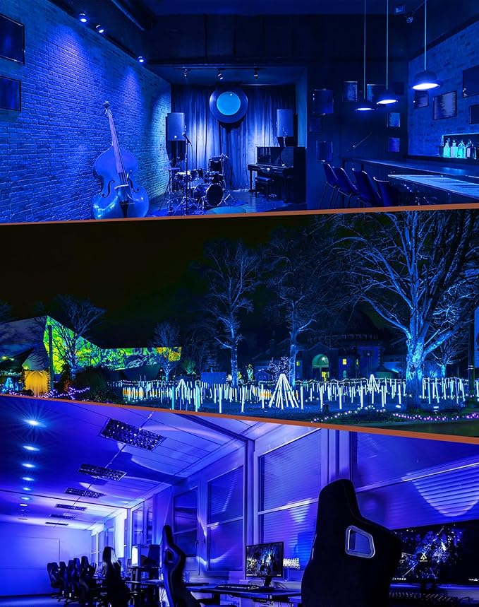6-Pack MR16 Blue LED Bulbs-Aquatic 5W 50W Halogen GU5.3 12V 38° Spot for Water Features, Moonlight, Parties & Indoor Ambiance
