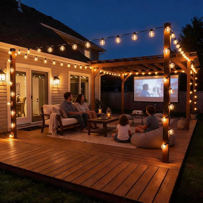 RTTY Outdoor String Lights 100ft, G40 Led Patio Globe Lights with 39pcs Plastic Bulbs, Shatterproof Waterproof Connectable Hanging for Porch Cafe Bistro Backyard Gazebo Balcony Deck Party