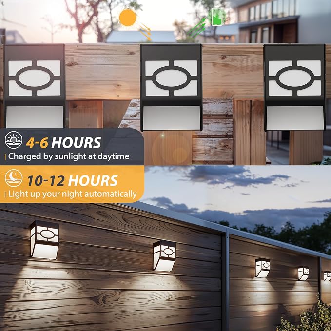 Otdair Solar Deck Lights Outdoor, 2 Modes Decorative Solar Fence Lights with RGB 7 Colors & Cold White, IP65 Waterproof Garden Decor for Yard, Patio, Front Door, Post, Landscape 8 Pack