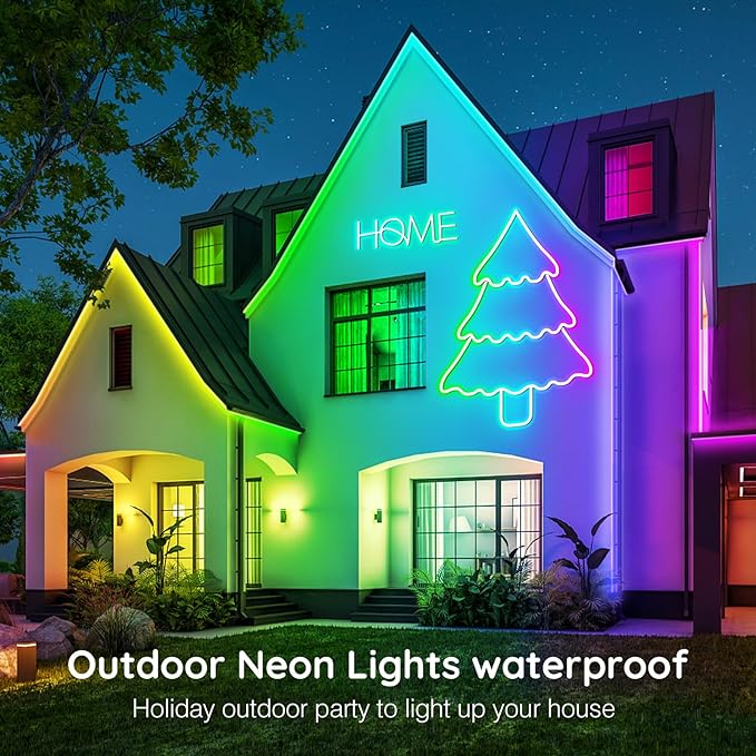 Led Neon Rope Lights 50Ft,Control with App/Remote,Flexible Rope Lights,Multiple Mode Led Neon Strip,IP65 Outdoor RGB Neon Lights Waterproof,Music Sync Gaming Led Neon Strip Lights for Bedroom Indoor