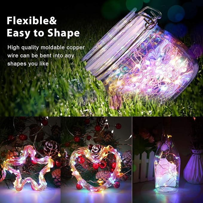 Ariceleo USB Powered String Light, 1 Pack USB Plug in Copper Wire Fairy Lights for Indoor, Bedroom Festival Christmas Wedding Party Patio Decorative Window with USB Interface (33ft./10M,Multi Color)