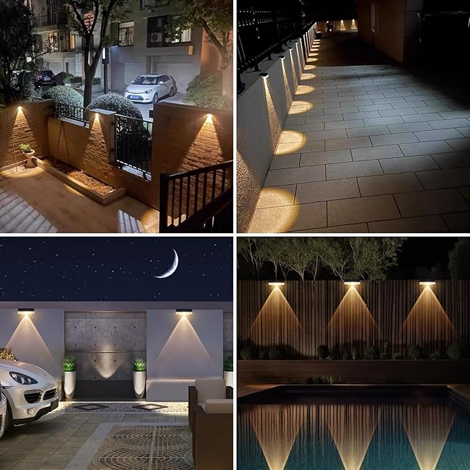 Solar Fence Lights Outdoor, LED Solar Deck Light Waterproof, 8 Pack Balcony Lights Outside Solar Powered for Outdoor Stairs, Step, Railing, Yard, Patio Decor, Warm White