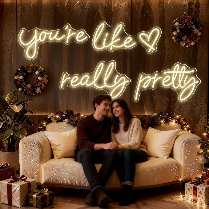 You're Like Really Pretty Neon Sign for Wall Decor (Warm White, 88.2in) | Super Large Style Neon Signs, Light Up Sign for Wedding, Engagement, Adapter Powered Led Neon Signs for Bedroom Decor