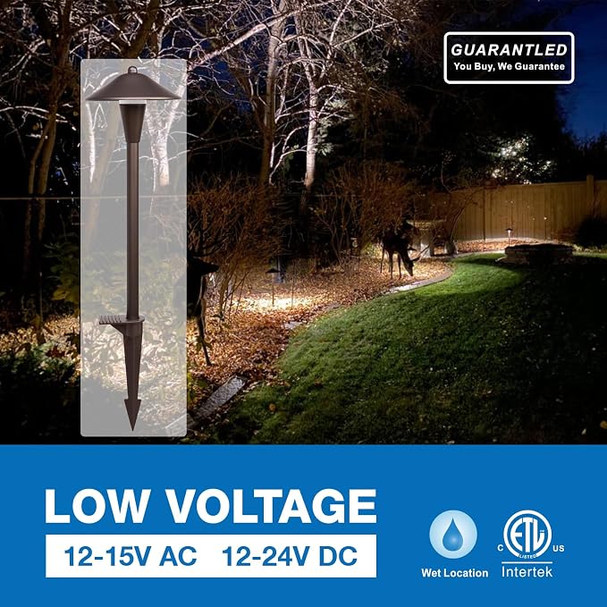 Landscape Path Lights 6 Pack, Low Voltage Pathway Lights Compatible with Transformer, 3CCT Adjustable LED, Premium 12V 24V DC ORB Landscape Path Lighting for Outdoor Yard Garden Walkway, Cone Hat