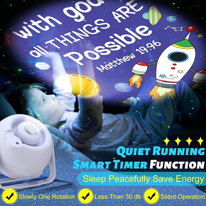 Bible Verses Projector Galaxy Projector Includes 12 Interchangeable Christian Discs Night Light Set Project Religious on Walls or Ceilings for Gift(Classic)
