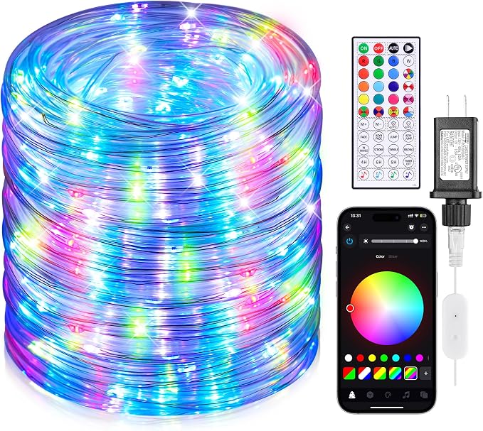 200FT LED Rope Lights for Outside Waterproof with Remote & APP | 610 LED String Light Outdoor Plug in, 16 Million Colors Changing Music Sync Smart Fairy Lighting for Bedroom Indoor Christmas