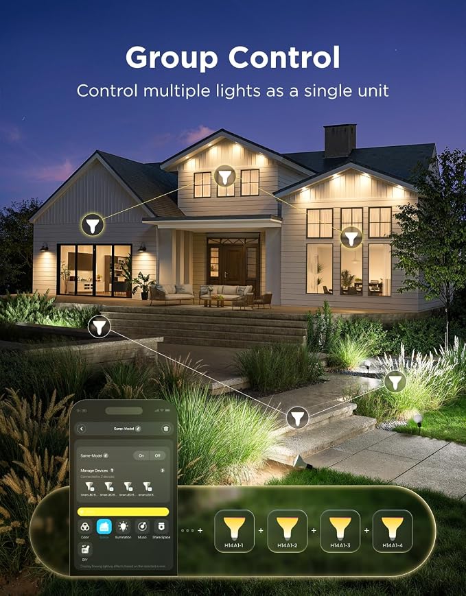 Govee Smart Light Bulbs A19 4 Pack PAR38 Smart Bulbs,1300Lm Outdoor Flood Light Bulb 2 Pack