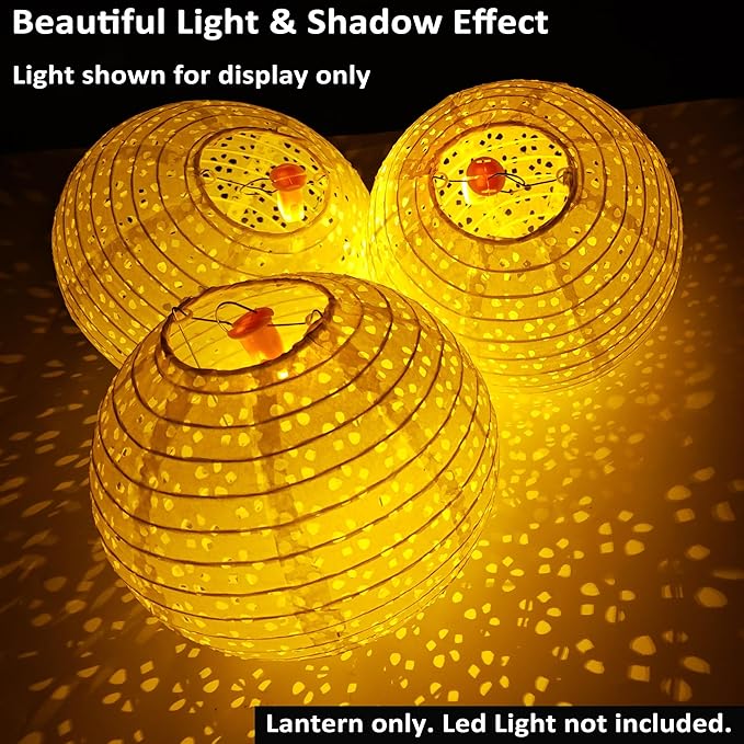 12Pack White Paper Lanterns Decorative Chinese Japanese Hanging Paper Lanterns Party Decorations 8Inch Round Hollow Lamps for Valentines Wedding Anniversary Baby Shower Outdoor Indoor Birthday Decor