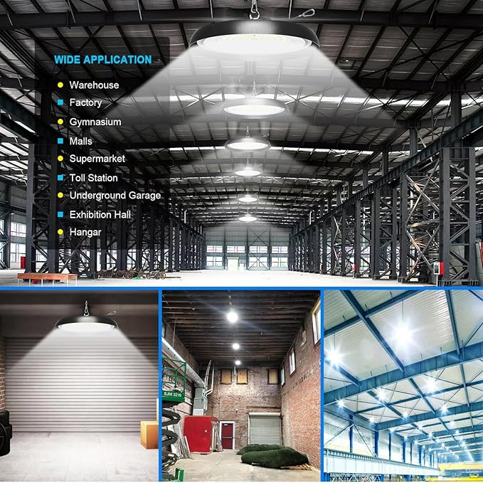 10Pack 300W UFO LED High Bay Light,33000lm 6000K Daylight 3000W Equivalent with 59inch US Plug Cable Garage Lights Commercial Warehouse Bay Light for Garage Factory Lowbay Area Lighting