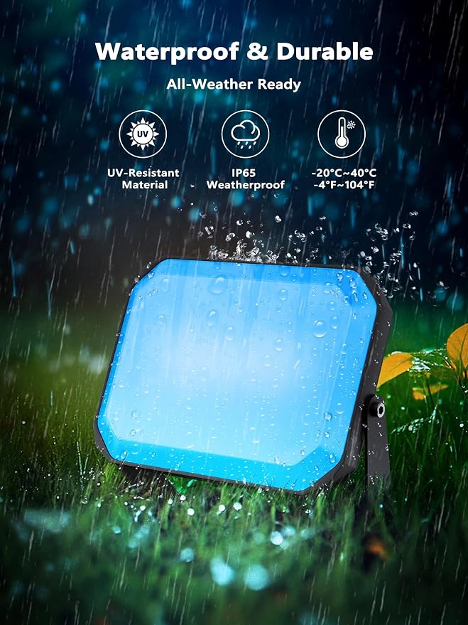 BrizLabs Smart Flood Lights, 6 Pack Orange & Purple Halloween Floodlights | RGBCW Color Changing; APP & Voice Control; Waterproof Landscape Lighting for Fall Autumn Garden Yard House Wall Pathway Decor
