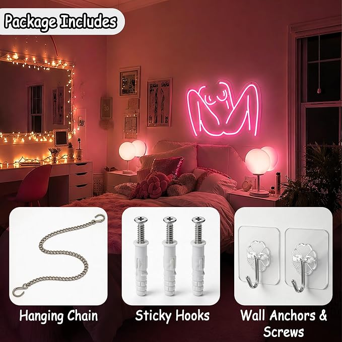 Lady Neon Sign for Wall Decor Led Neon Lights Signs | Lady Neon Sign,Room Decor,Wall Decor,Party,Gift,USB Powered,Bar,Men,Cave Decoration