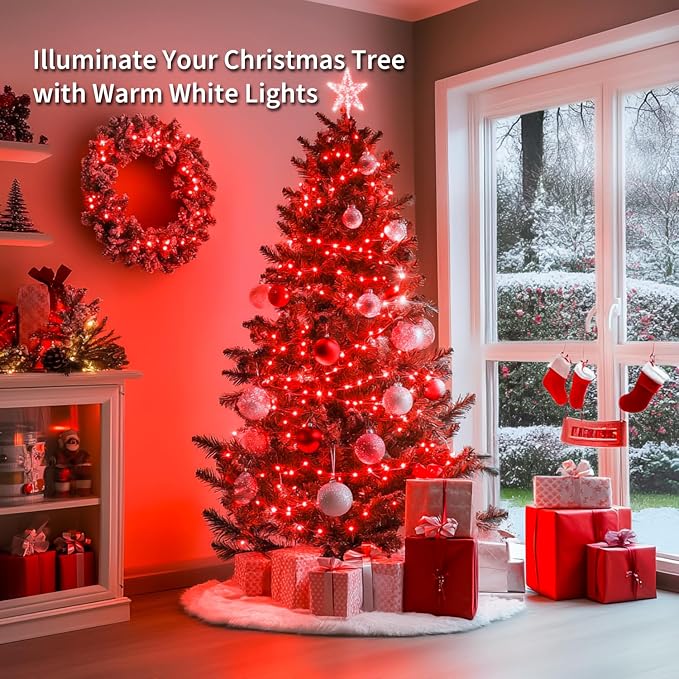JMEXSUSS 2 Pack Fairy Lights Battery Operated, Red Lights for Halloween | Total 400 LED 132ft, Remote Control, Waterproof, 8 Modes Twinkle String Lights for Bedroom Wreath Xmas Indoor Outdoor Decor