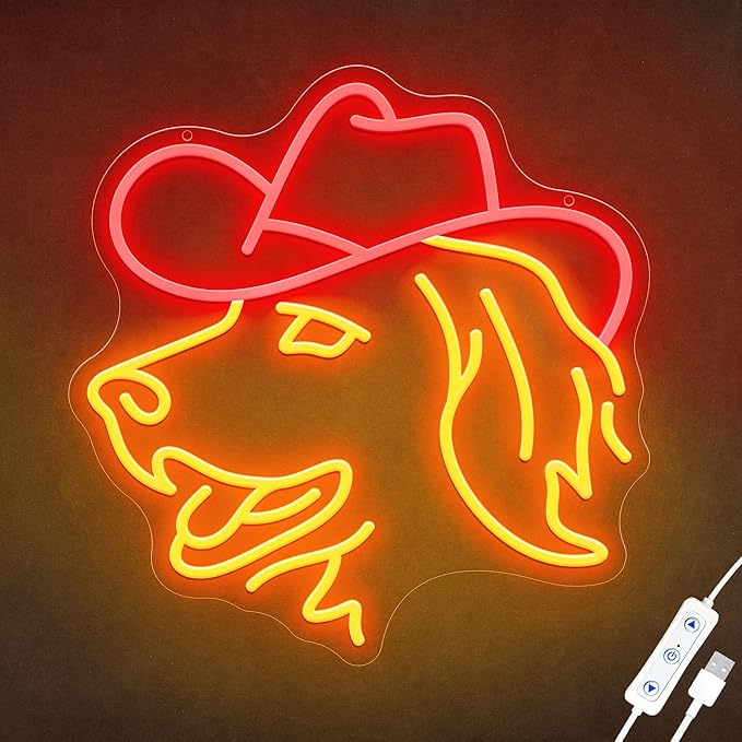 Golden Retriever Neon Signs, Dimmable Dog Neon Light for Wall Decor, Cute Animal with Hat LED Sign for Bedroom Home Man Cave Pet Shop Decor, USB Powered, Birthday Party Christmas Gifts for Pet Dog Lovers