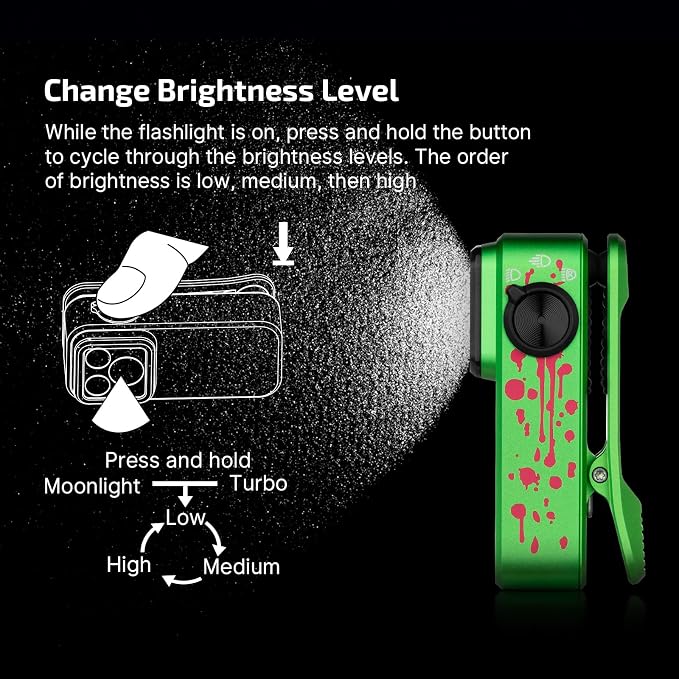 OLIGHT Oclip Pro Rechargeable EDC Clip-on Flashlight, Zombie Green | Red Light, 500 Lumens Floodlight, Spotlight, Pocket-Sized, USB-C Charging, Magnetic, for Work, Signaling, Outdoor or Home Use