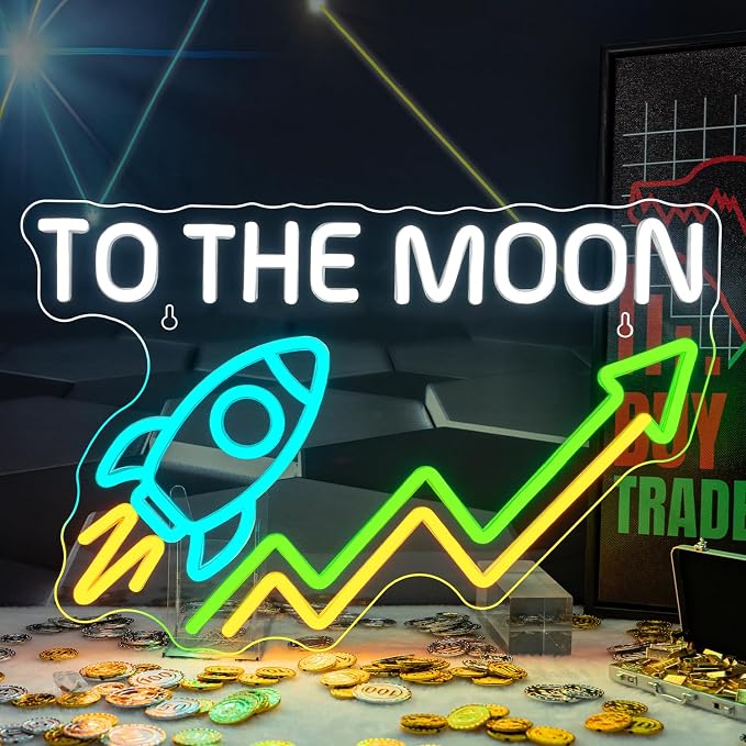 Stock Neon Sign Day Trading Accessories Stock Market Decor for Game Room Neon Light To The Neon Desk Setup Crypto Ticker Display Green Candle LED Light Sign Finance Gifts for Man Day Traders