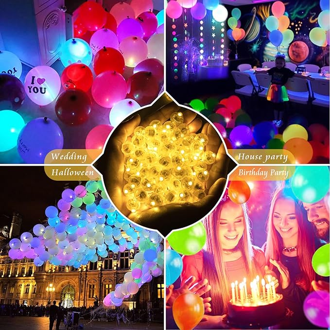 200pcs Balloon Lights Warm White Mini Led Lights Round Long Standby Time Multicolor Ball Lamps Paper Lantern Balloon Liamps for Easter Birthday Party Christmas Halloween Decoration