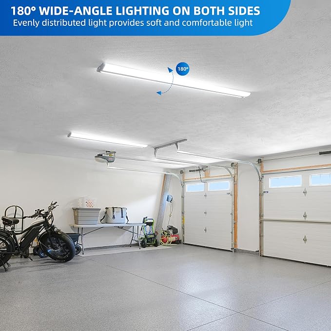 4FT 5'' W LED Wraparound Light , 40W 4400LM 5000K, 110LM/W High Efficiency | Flush Mount Ceiling Light, No Glare, Energy Saving Shop Light for Garage Office Kitchen Laundry Roon, 100-277V, ETL, 4 Pack