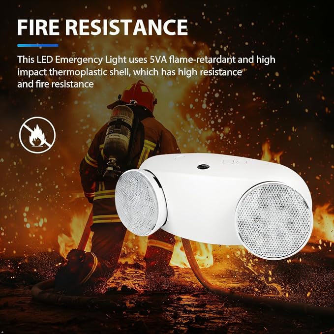 2 Pack Commercial LED Emergency Light,Battery Backup,ETL Listed | Two Head Adjustable,AC120/277V,Hard Wired,Wall mounted Emergency Lighting for Business Office School Hospital