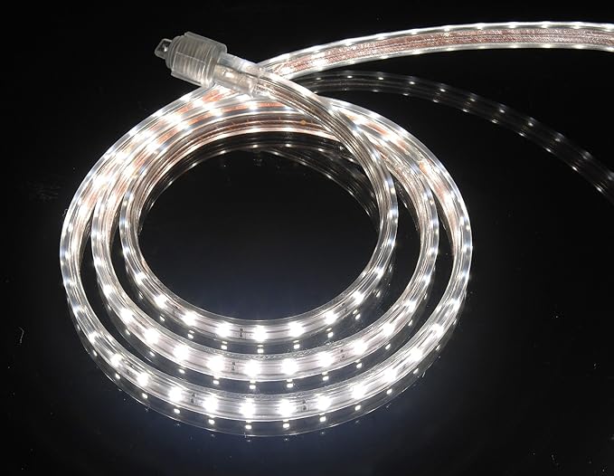 CBconcept UL Listed, 10 Feet, 1080 Lumen, 4000K Soft White, Dimmable, 110-120V AC Flexible Flat LED Strip Rope Light, 180 Units 3528 SMD LEDs, Indoor Outdoor Use, Accessories Included, Ready to use