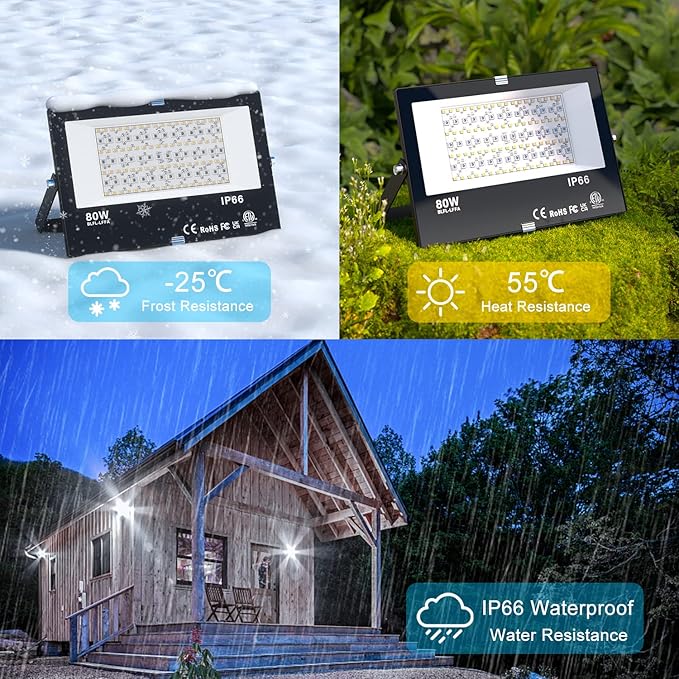 LED Flood Light Outdoor, 800W Equivalent 8000LM, Smart RGB Landscape Lighting with APP Control, IP66 Waterproof Color Changing Uplight, Daylight 5700K 23 Modes Floodlight for Garden Yard Stage, 2 Pack