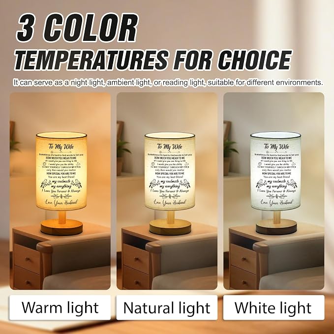 WSYEAR Gifts for Wife from Husband LED Table Lamp Romantic Wedding Anniversary I Love You Gifts for Women Her Best Wife Birthday Gift Ideas to My Wife Presents