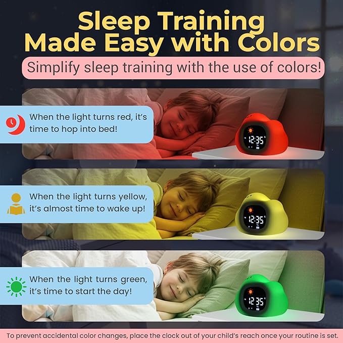 Bumble & Bright Kids Sleep Trainer with App Control - OK to Wake Clock for Kids Ages 4+, Color-Changing Night Light, Alarm & Sound Machine, Simple 1-Routine Setup, Free App, USB-C