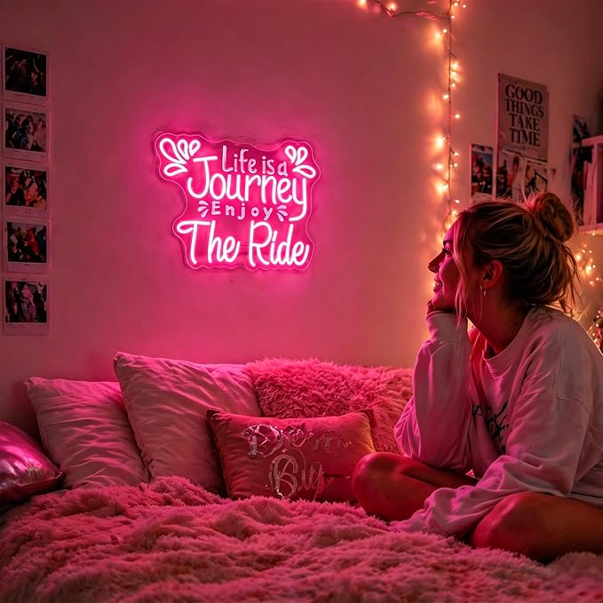 Positive Neon Lights Signs Neon Sign Led Sign Light for Wall Decor | Life Is A Journey Neon Sign for Room Decor,Positive Decoration,Motivational Wall Decor,Gift,5V USB Powered
