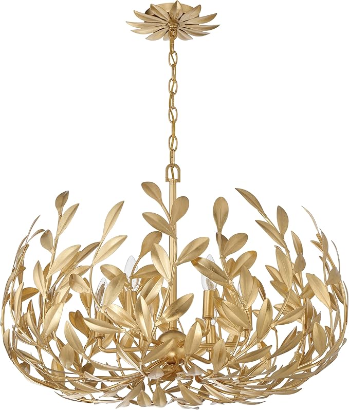 Crystorama Broche 6 Light Antique Gold Chandelier