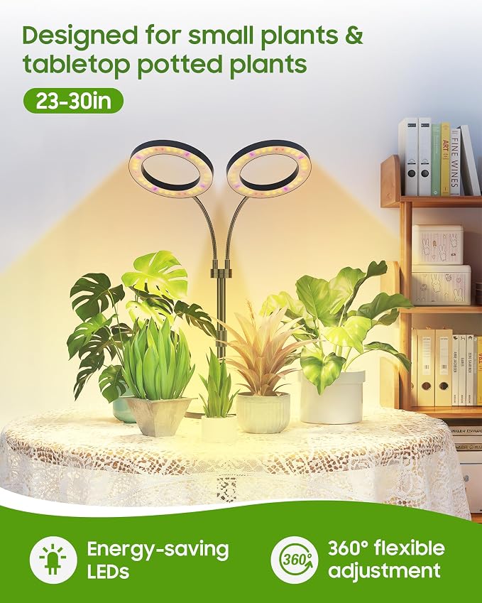 Grow Lights for Indoor Plants Full Spectrum, LED Plant Light with Metal Base, Plant Growing Lamps with Timer 3/9/12H, 3 Color Modes, 6 Brightness Levels, 23-30'' Adjustable Height