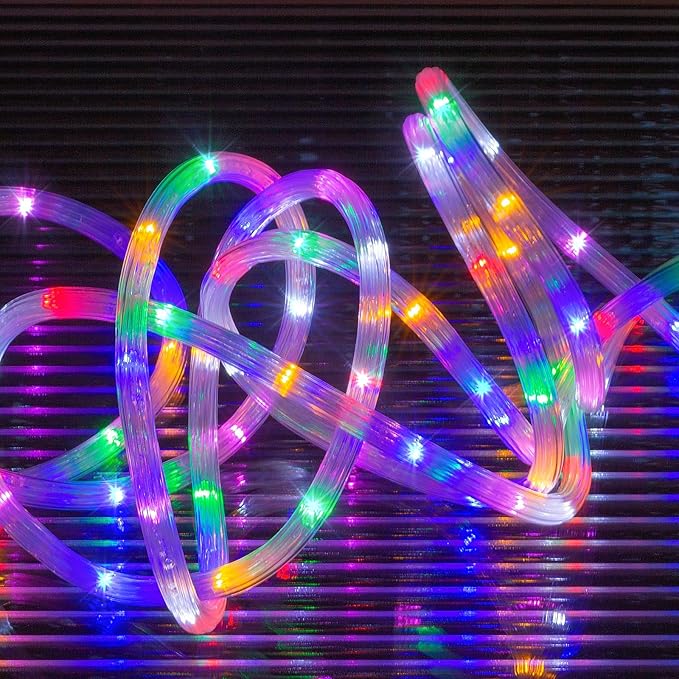 Ripple Tube LED Rope Lights with Remote Control - 8 Modes, 360° Glow,Waterproof for Outdoor/Indoor,Garden,Wedding,Pool,Patio,Christmas Decor (Multicolor, 33ft)